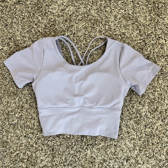 J.ING Powdered Violet Strappy Back Performance Crop - Picture 5 of 6